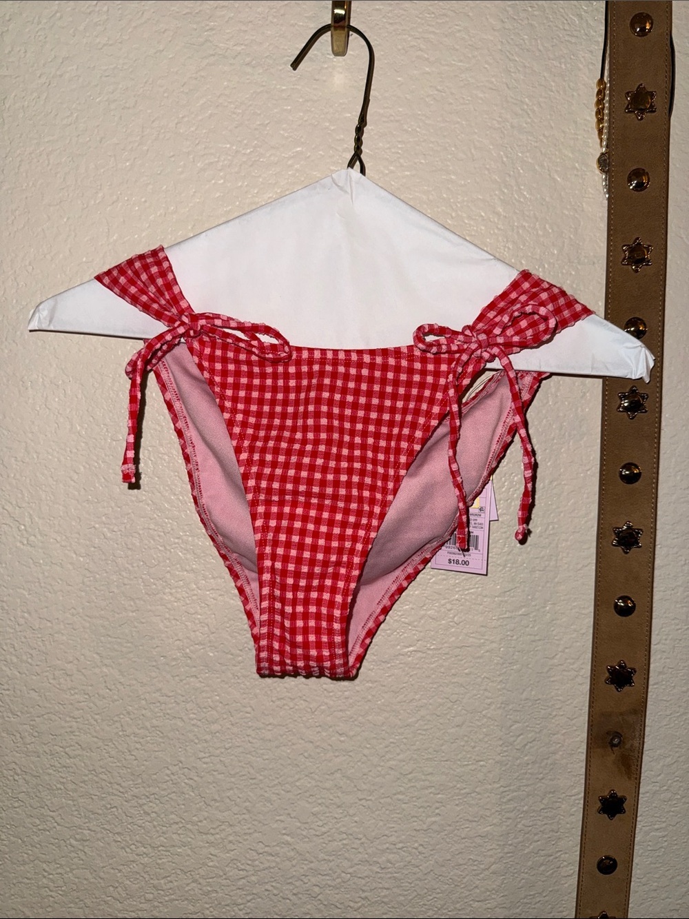 Wild Fable Red Gingham Tie-Side Swim Bottoms